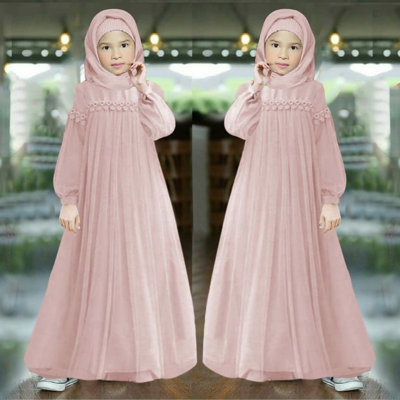 3 UKURAN S M L GAMIS ANAK MAXY NURAINI KID RENDA TILE MOSCREPE ADA VIDEO REAL PICT HM