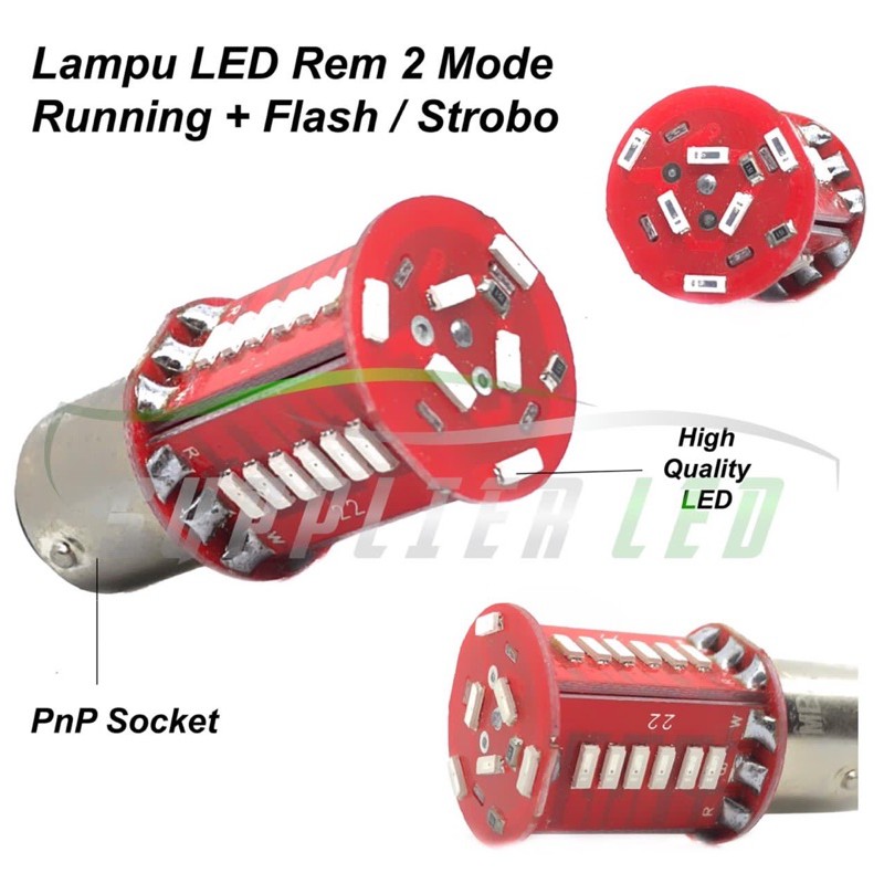 Lampu LED Rem Running + Flash Bohlam Stoplamp Socket Bayonet 30 Mata