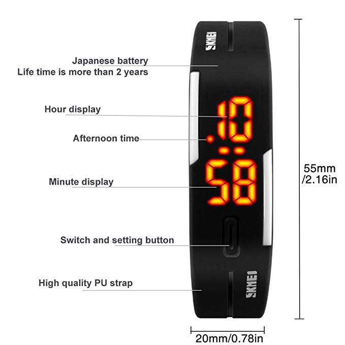 Jam Gelang Olahraga LED digital Waterproof Sport Watch Japenese Movement