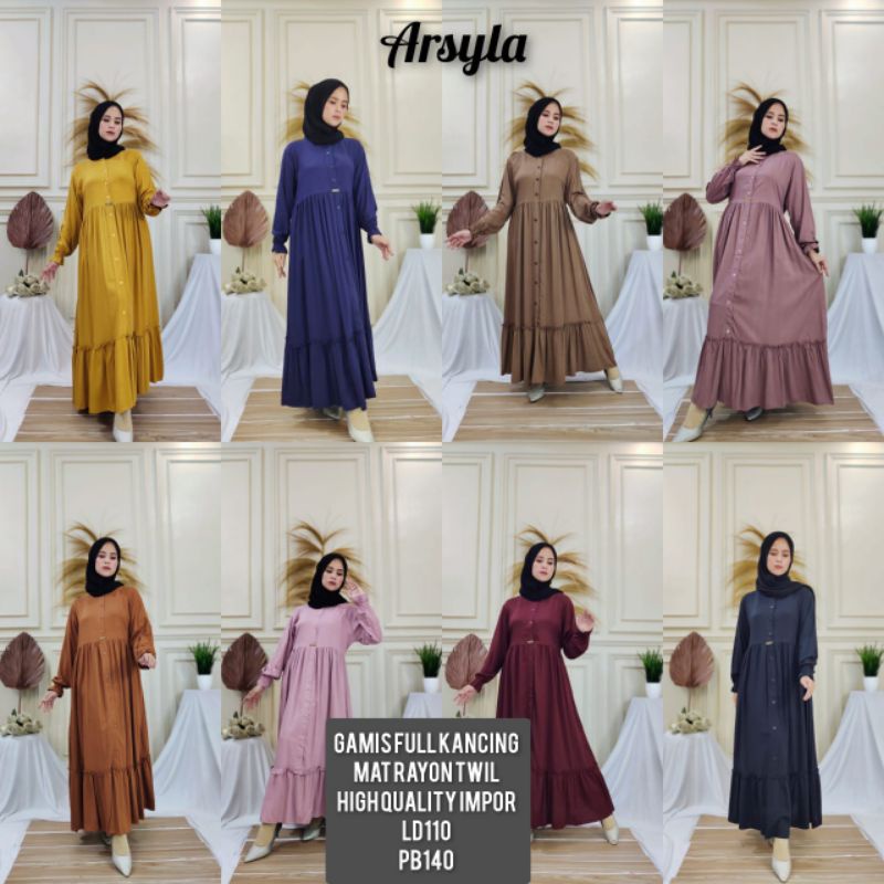 gamis full kancing/gamis twill