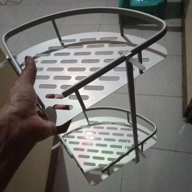 [ Bisa Cod ] Rak Sudut Dinding Toilet Kamar Mandi Aluminium 2 Tingkat