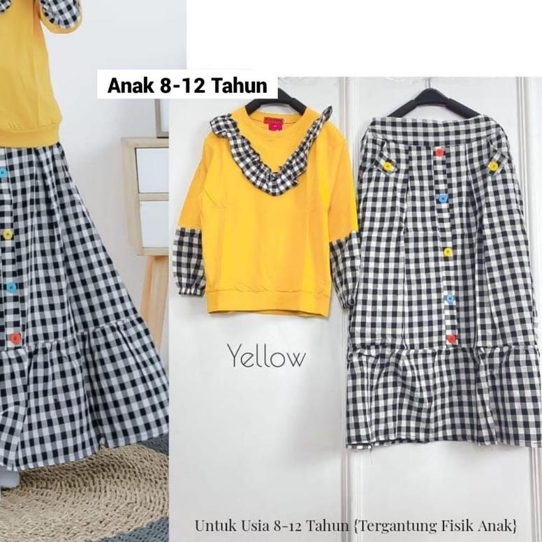 ♪ R.A - Thalia One Set Kids [ 8-12Th ] Baju Setelan Anak Perempuan Muslim Atasan + Rok Matt Katun Ko