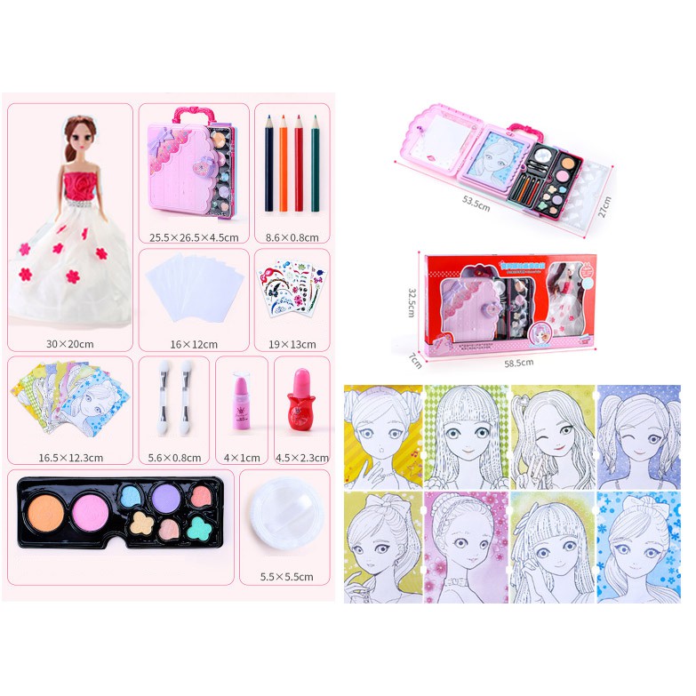 [Dunia Anak] Mainan Anak Boneka Makeup + Menggambar + Mewarnai + Lampu