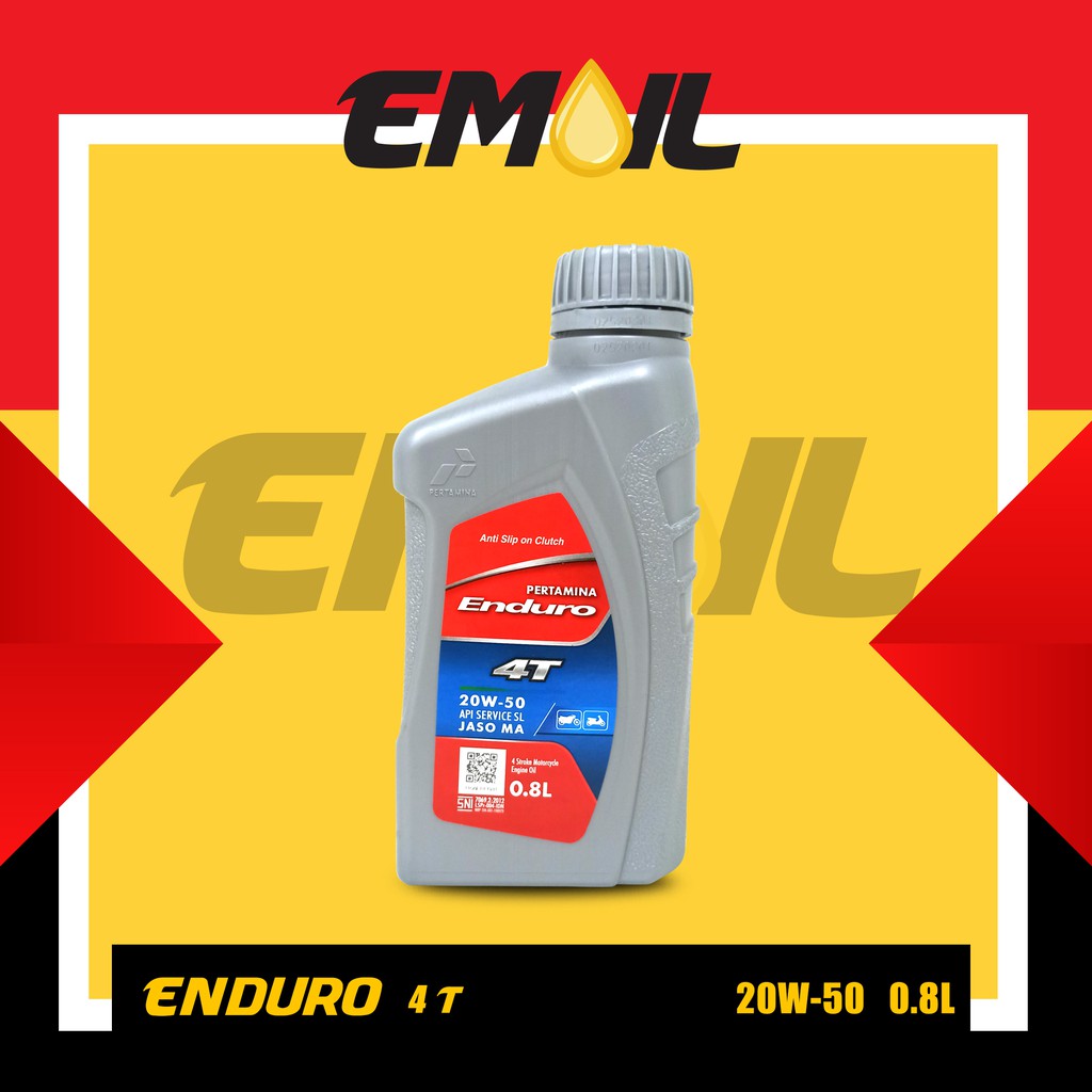 Oli Pertamina Enduro 4T Sae 20W-50 Api Service SL JASO MA 800 ML