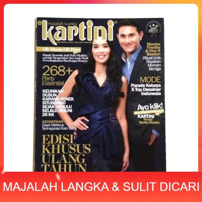 Majalah KARTINI Edisi Ultah Nov 2016 Cover VINO G. BASTIAN & MARSHA T. Langka