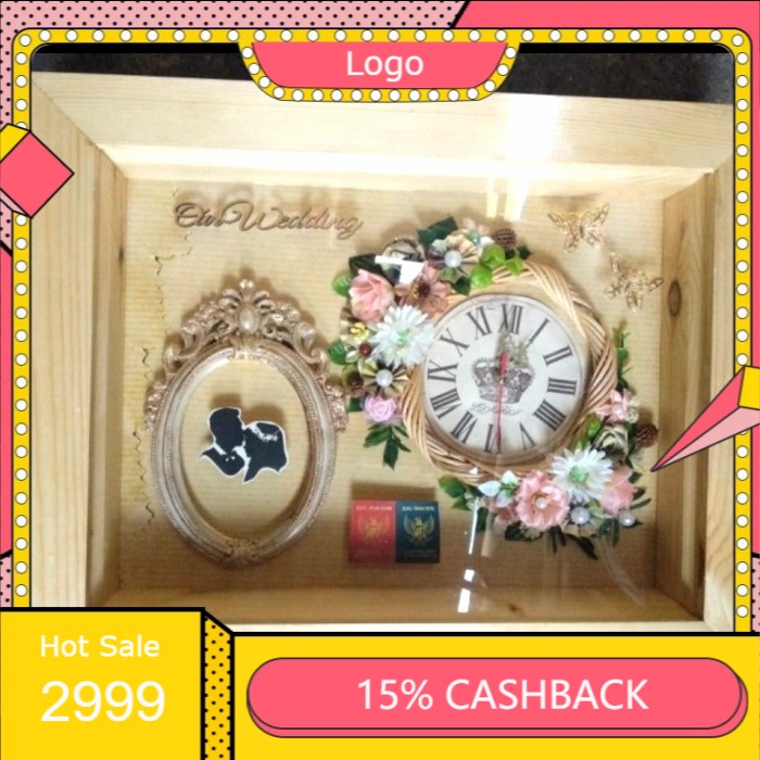 MAHAR PERNIKAHAN/PERKAWINAN RUSTIC JAM KAYU