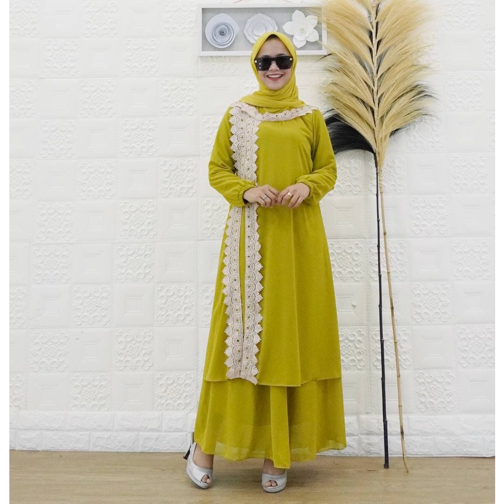 Gamis Malaysia Renda Belah Samping
