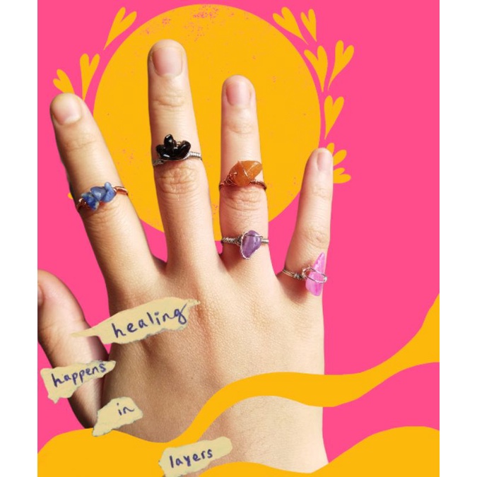 Wired Stone Rings Healing Crystal