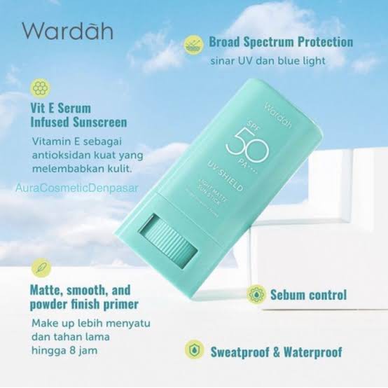 Wardah UV Shield Light Matte Sun Stick SPF 50 PA++++, 22gr