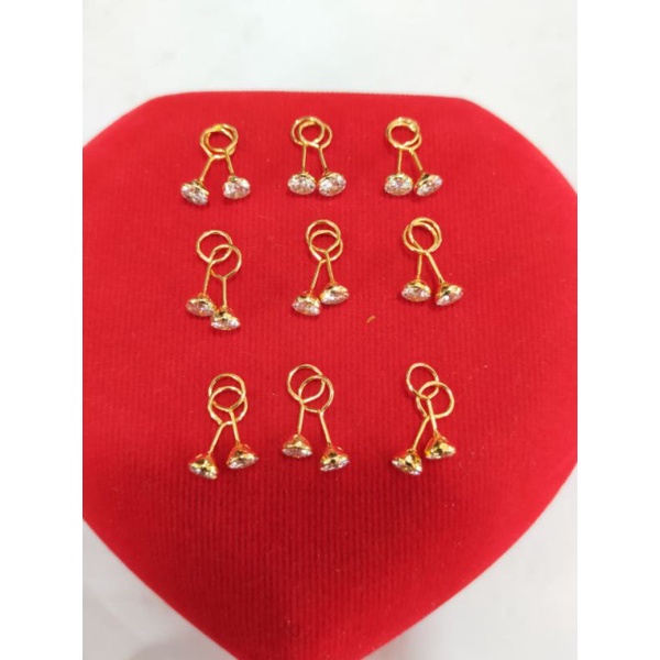 ANTING TOGE BAYI/ANAK-ANAK 0,25 GR PERAK 925 LAPIS MAS 24K WARNA GOLD&amp;SILVER