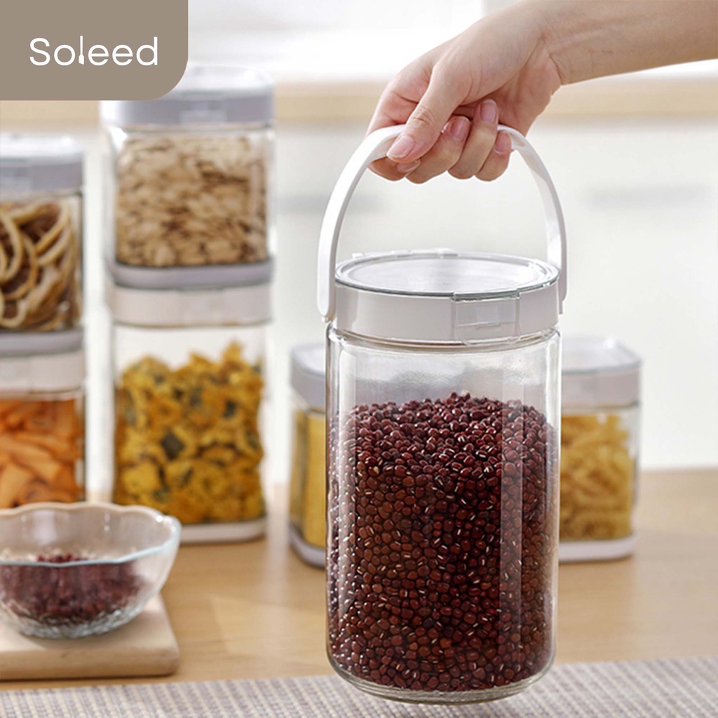 TOPLES KACA TEBAL KOPI MAKANAN KEDAP UDARA BENING SNACK CANISTER JAR