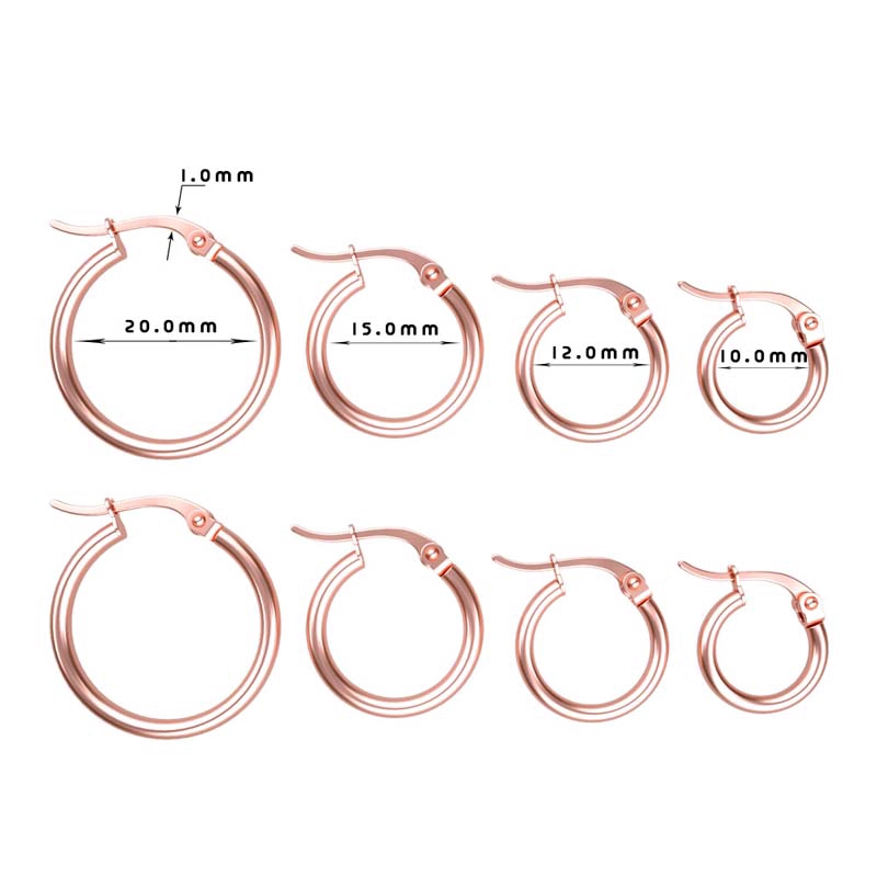 1pairs Stainless Steel Prevent Allergy Hoop Earrings 10-20mm