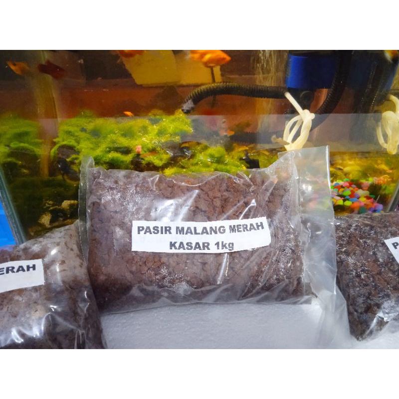 Pasir Malang / PASIRMALANG Aquarium Aquascape dan Media Tanam Repack 1Kg(Hitam&amp;Merah)MURMER