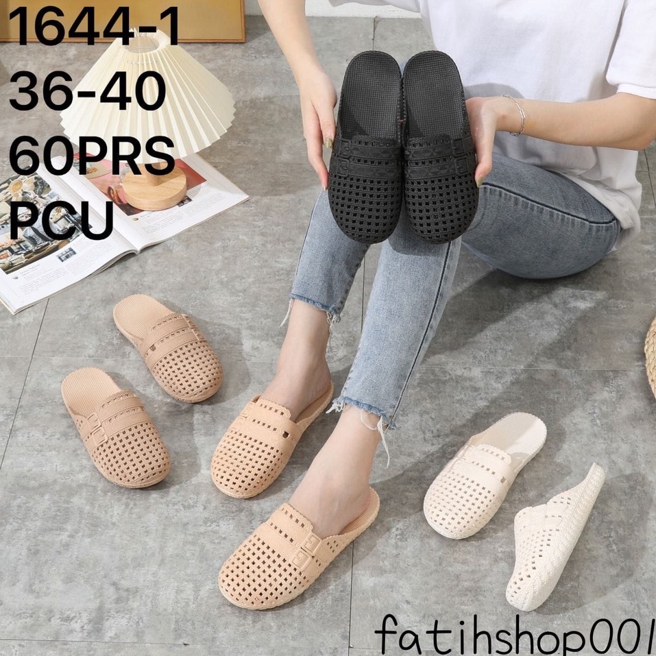 sandal selop bustong wanita / 1644-1 size 36-40 / sandal slop wanita / kekinian