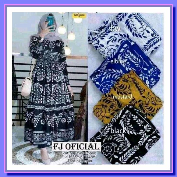 Tika Maxi, Dress Import Premium, Gamis Crinkle, Dress Bunga Bangkok, G Gamis Etnik Rayon Bangkok