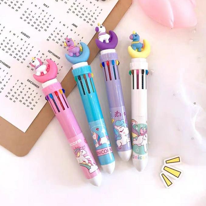 

Bolpoin Bulan Unicorn 10 Tinta Warna 10in1 Anak Sekolah Pulpen Pena