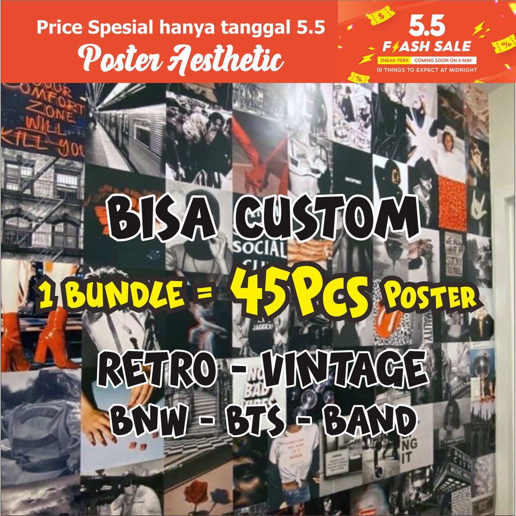 Isi 45 Pcs Poster Dinding Aesthetic Poster Aesthetic Poster Murah Poster Retro Band Vintage