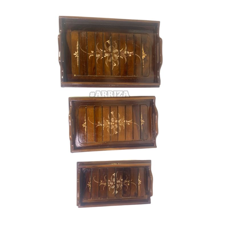 NAMPAN / BAKI /  WOODEN TRAY / NAMPAN KAYU MODEL GAMBANGAN KOTAK DARI KAYU JATI ASLI