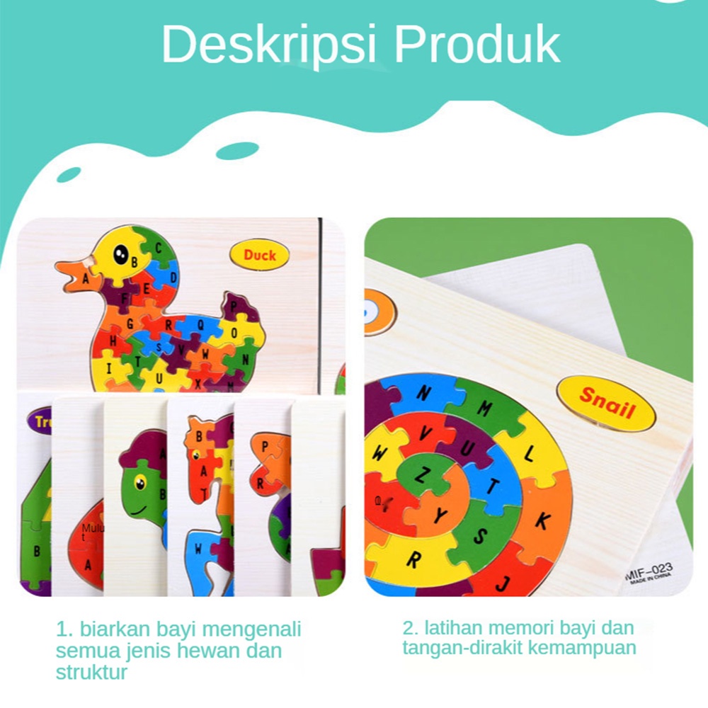 Mainan puzzle kayu edukasi anak/Jigsaw puzzle/Mainan puzzle tiga dimensi  L272