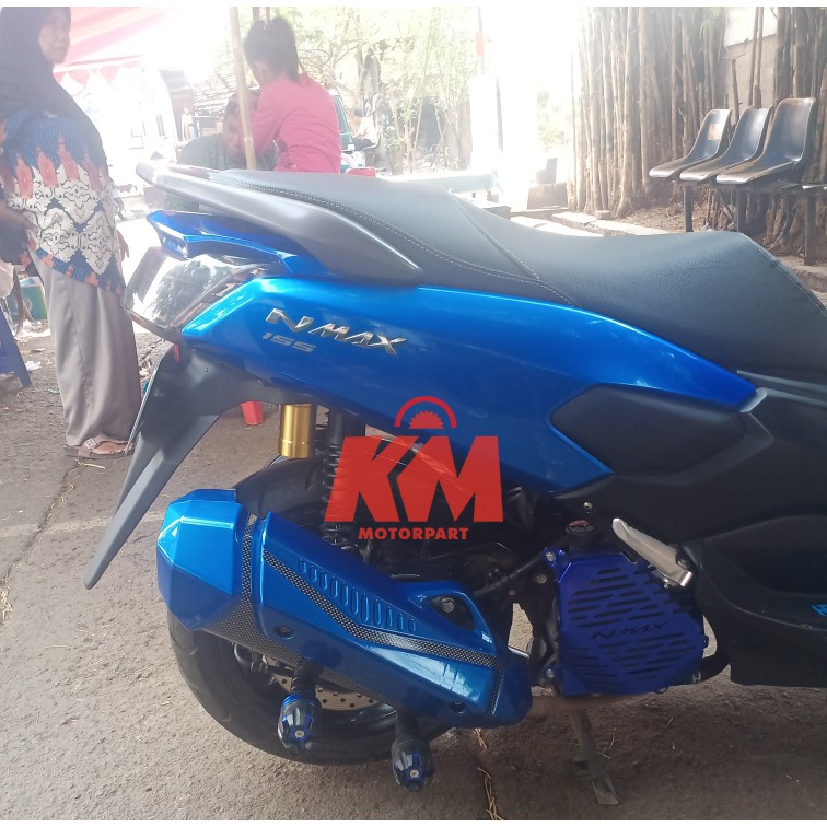 Tutup Cover Knalpot Pelindung Motor Yamaha NMax Aerox N Max Hitam Putih Merah Biru Kuning Variasi