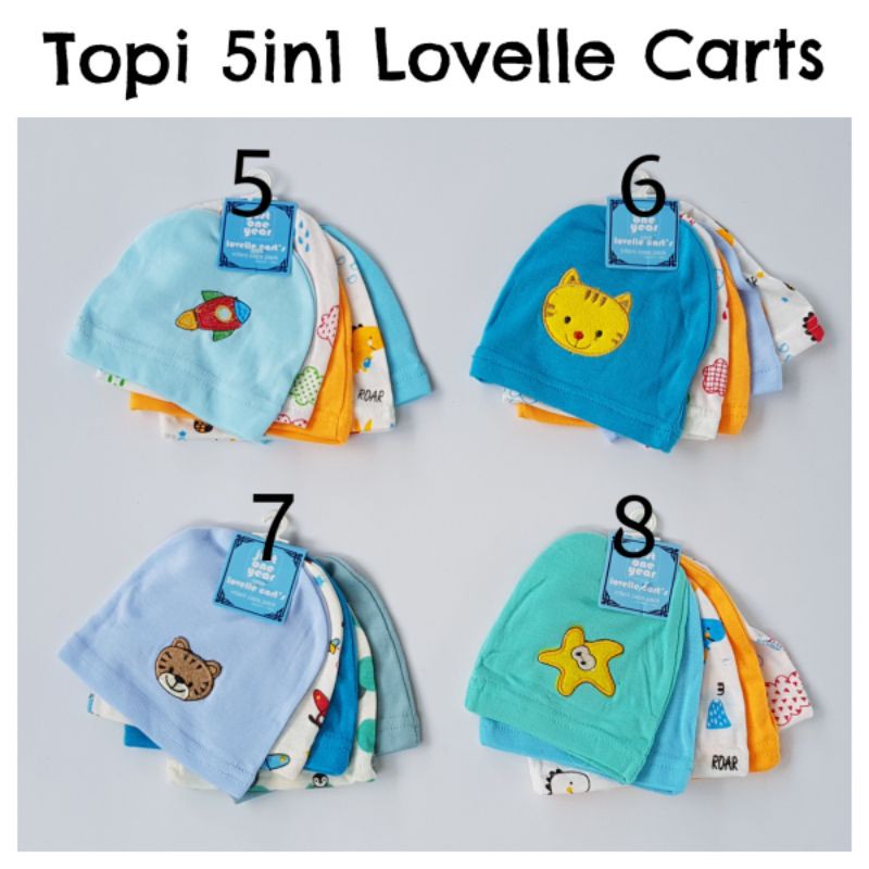 Topi Bayi Baru Lahir Newborn Baby Hat 5in1 Isi 5 pcs