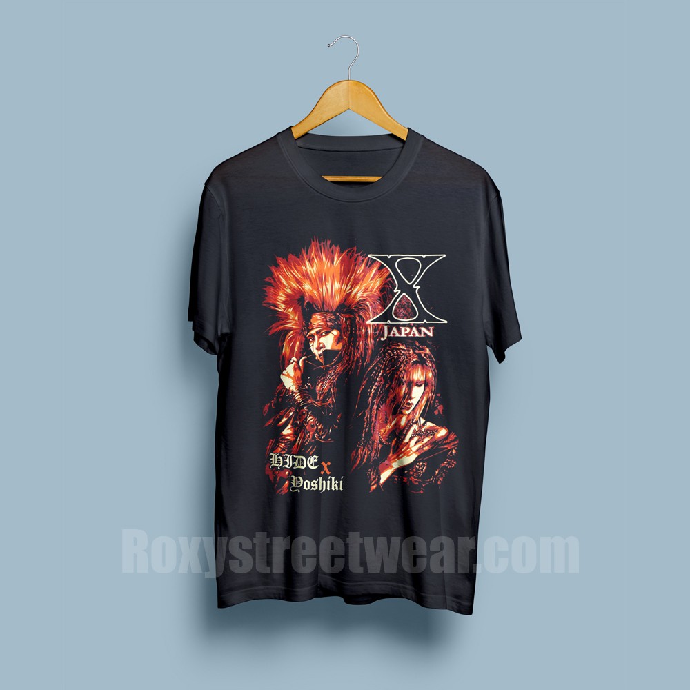 KAOS PRINTING BAND JEPANG X JAPAN HIDE YOSHIKI HEAVY METAL BAND T-SHIRT KAOS METAL PREMIUM