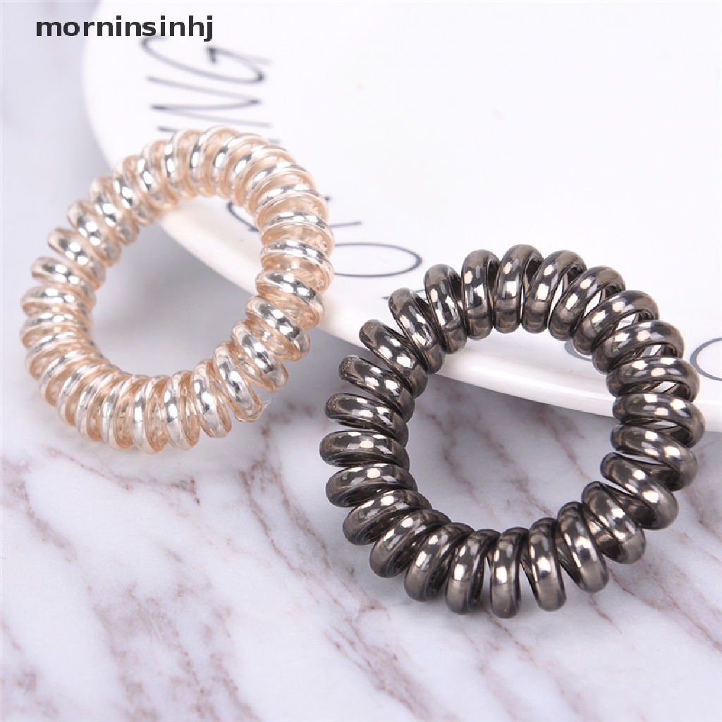 Mornin 1pc / 5pcs Ikat Rambut Spiral Elastis Untuk Wanita