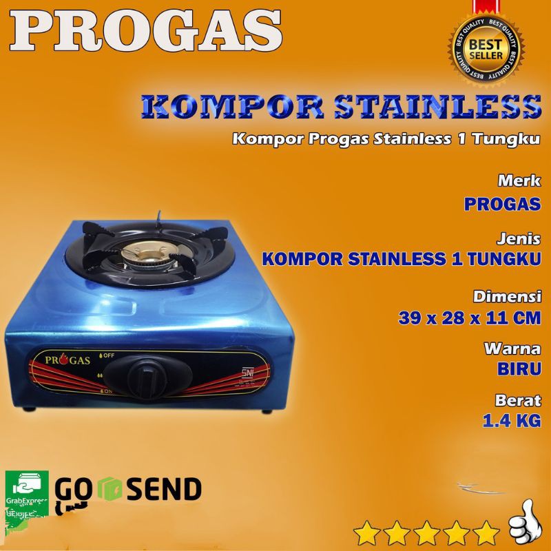 Kompor 1 Tungku Progas + Free selang gas paket  Winn Gas