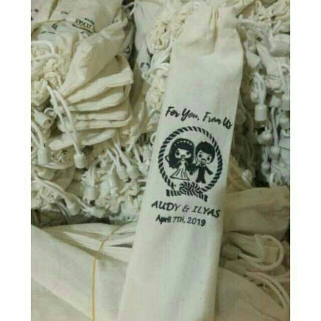 

Kantong Serut Blacu uk 25x5cm include sablon