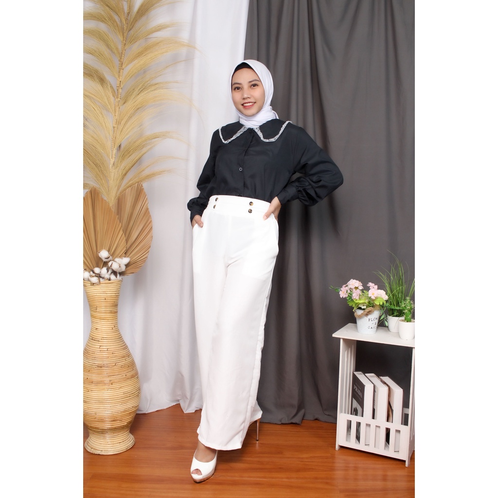 BEFAST - ZRX OOTD Celana Highwaist RONY / Celana Kulot Highwaist - Linen Cullote Double Button / Celana Panjang Kulot Kekiniaan Remaja / Kulot banyak Warna / Celana Panjang Trendy / Termurah / OOTD Ala Korean Style