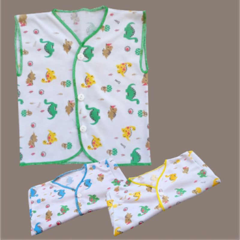 6 Pcs Atasan Lengan Pendek Motif / Baju Bayi Baru Lahir tangan kutung / Atasan NewBorn 0-3 Bulan