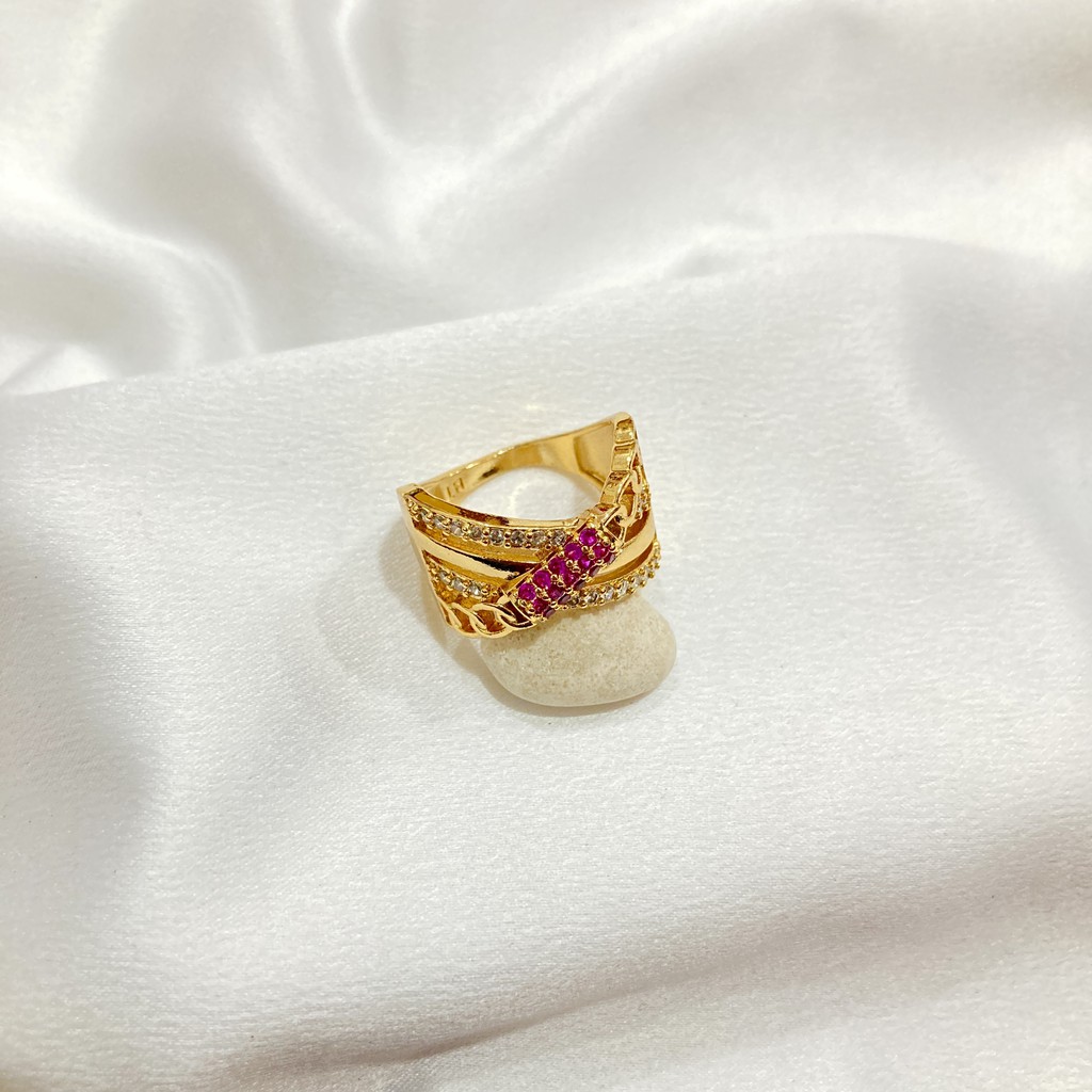 Cincin Mata Merah Lapis Emas Aksesoris Fashion C18#