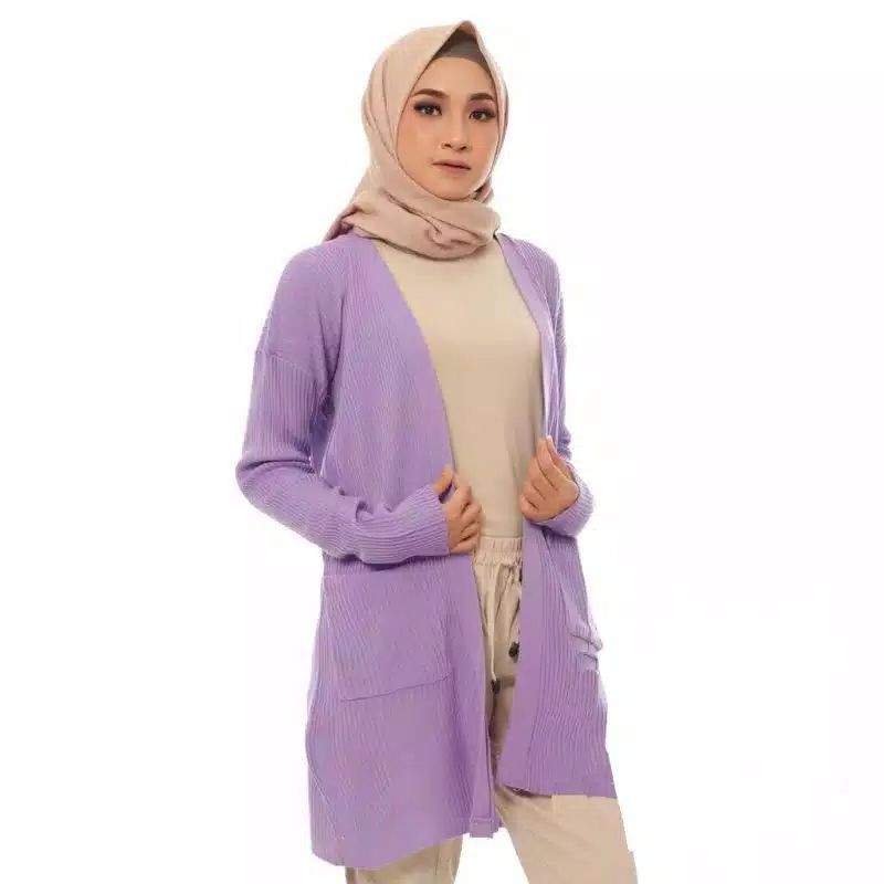 Syasweater - CARDIGAN PANJANG WANITA BELLE OVERSIZE Cardigan Wanita-Lilac