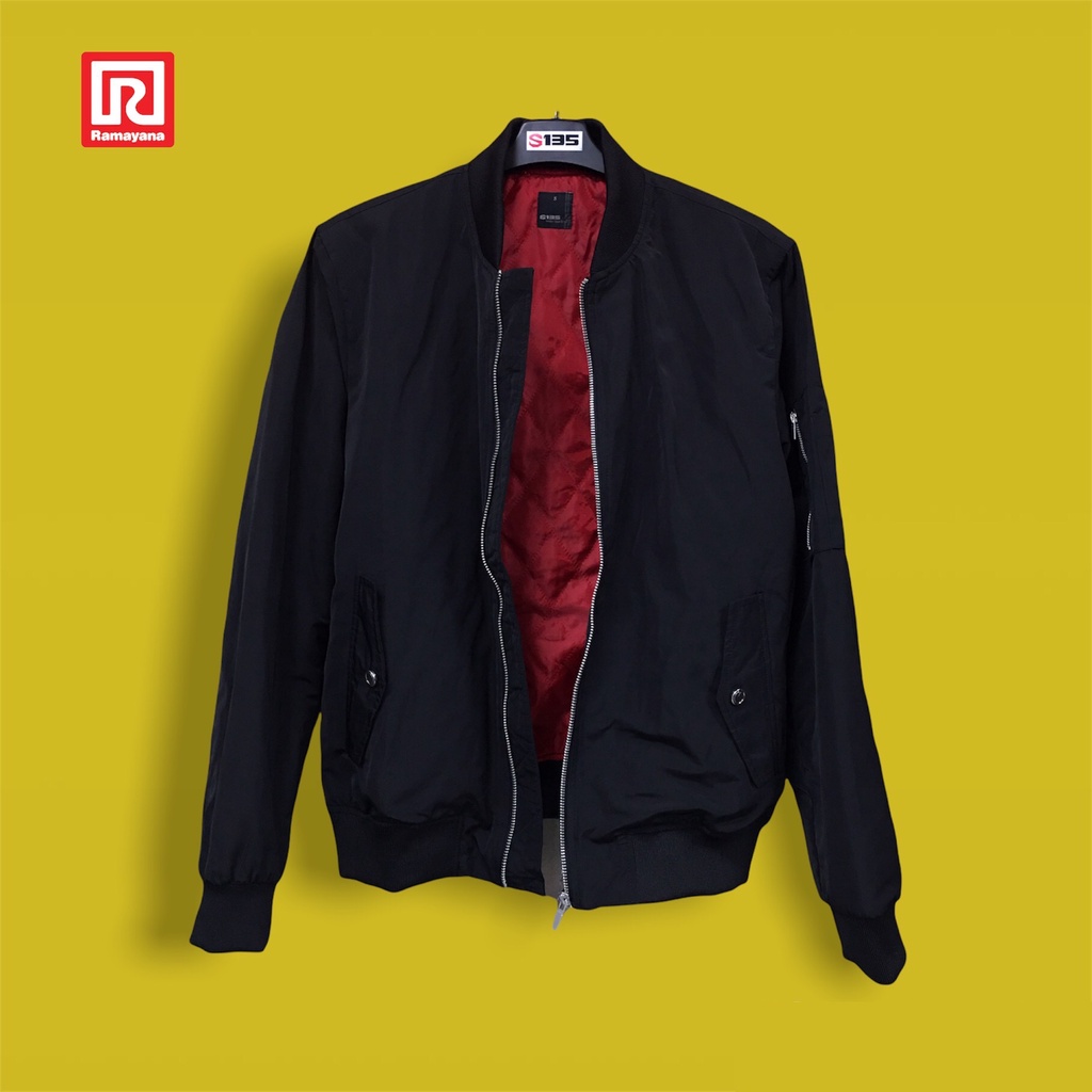 S135 Jaket Pria Bomber Oxford Lengan Panjang