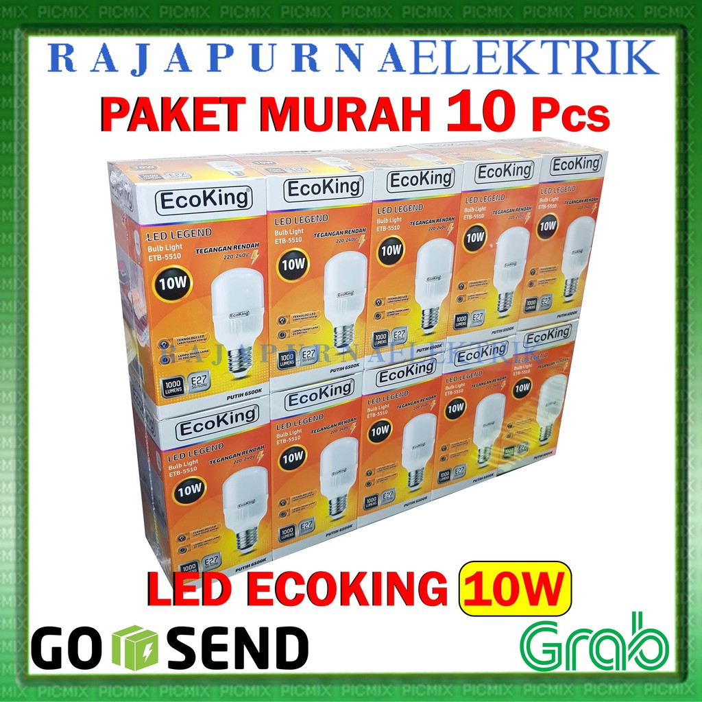 LAMPU LED BULB ECOKING 10W / 10 watt SUPER TERANG (PAKET 10Pcs)