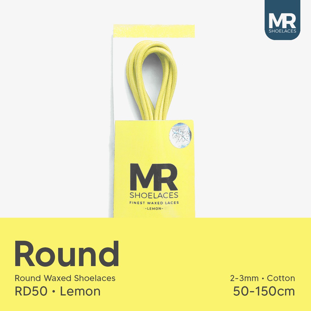 MR Shoelaces RD50 Lemon Tali Sepatu Lilin 2-3mm Bulat Round 50cm 60cm 70cm 80cm 100cm 120cm 150cm