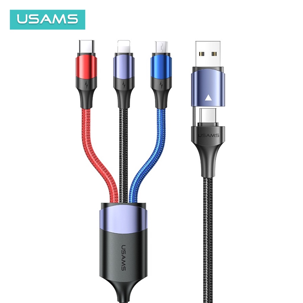 USAMS U71 Kabel Charging USB + Type-C to Triple Head 3A (Max)