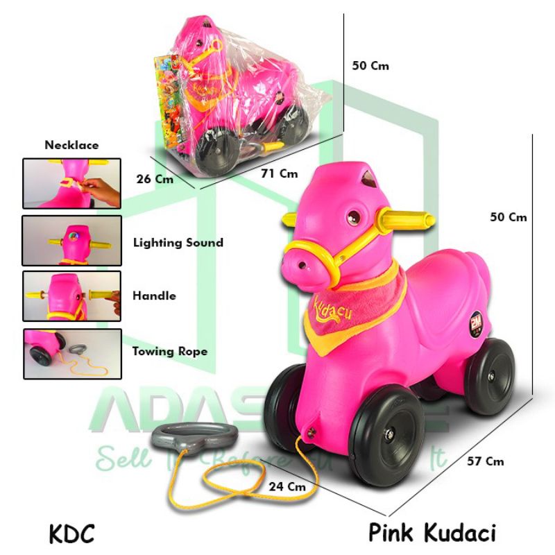 Mainan Anak Edukatif MKT-KDC Pink Sepeda Kuda Kudaan Tunggang Kudacu Bisa Dinaiki Ride On Car