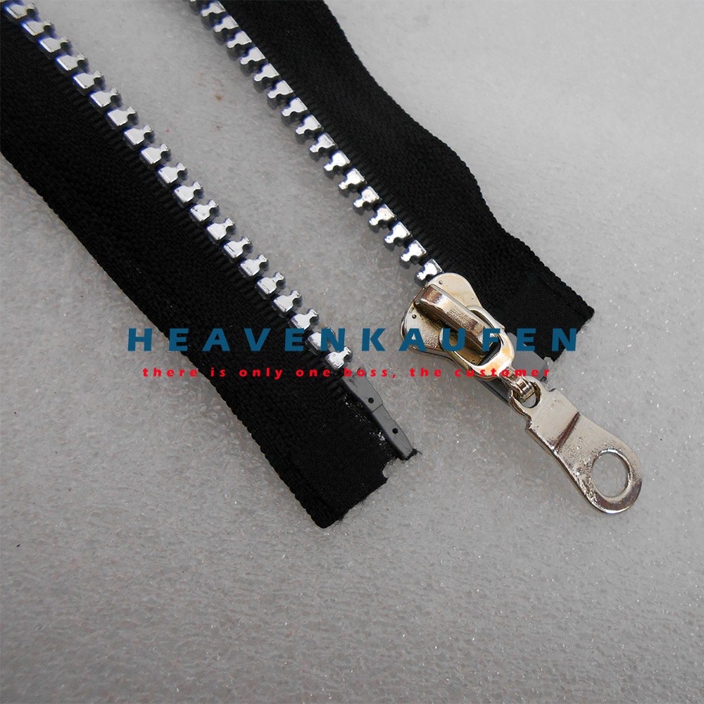 Resleting Zipper 100 cm (1 Meter) Hitam - Silver Untuk Resleting Jaket Abaya Gamis Dll