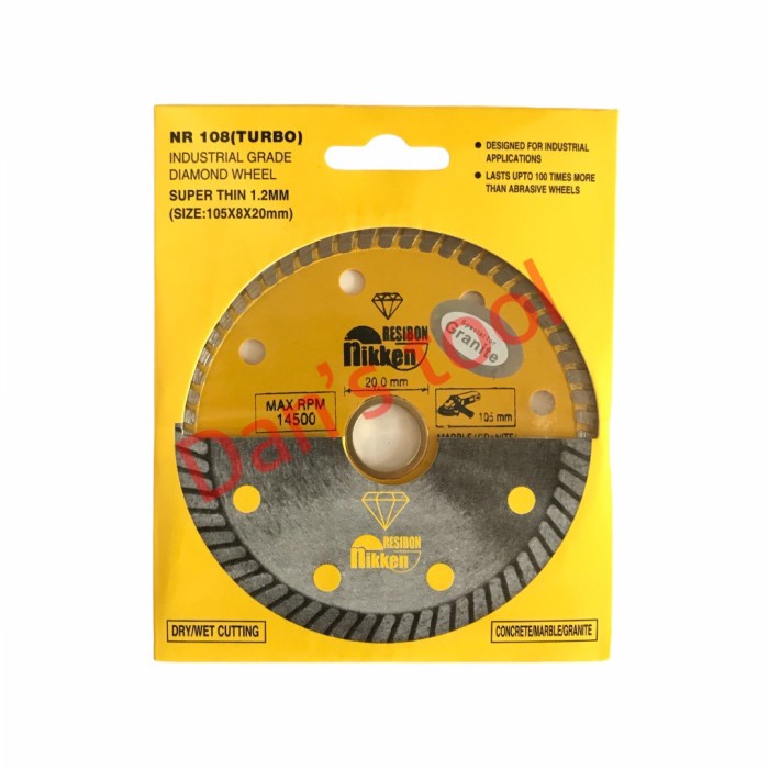 Diamond Wheel TURBO NIKKEN RESIBON 4inch - Pisau Potong Keramik Granit