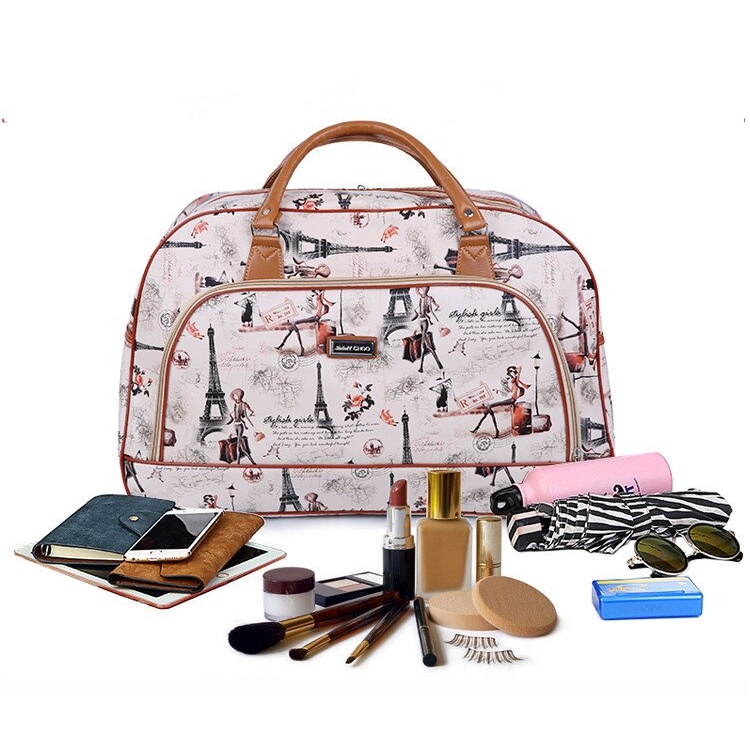 Tas Travel Duffle Wanita Tas Jinjing bepergian kapasitas besar Travel Tamasya tas baju pergi Tas tangan cantik wanita Tote Top Handel Large Capacity Trave Luggage Bag Women Weekend Trip Water Proof Clothing Cosmetic Toiletries Organize Shoulder Handbag