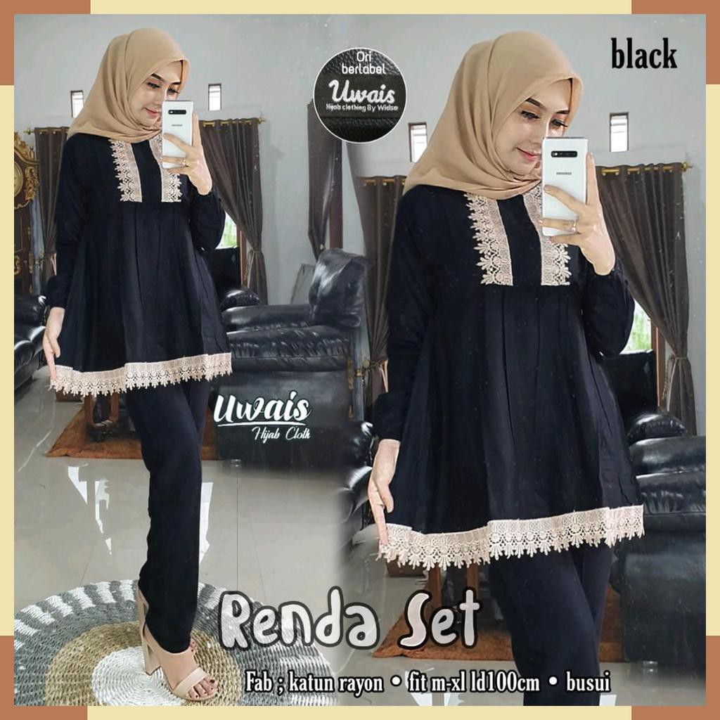 RENDA SET TUNIK + PANTS. FASHION MUSLIM WANITA. BY UWAIS