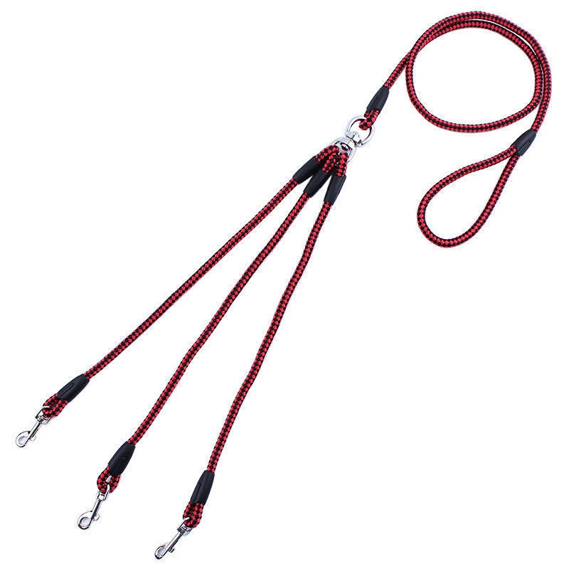 Duplex Double Dog Coupler Twin Lead 3 Way Two Pet Dogs Walking Leash Safety