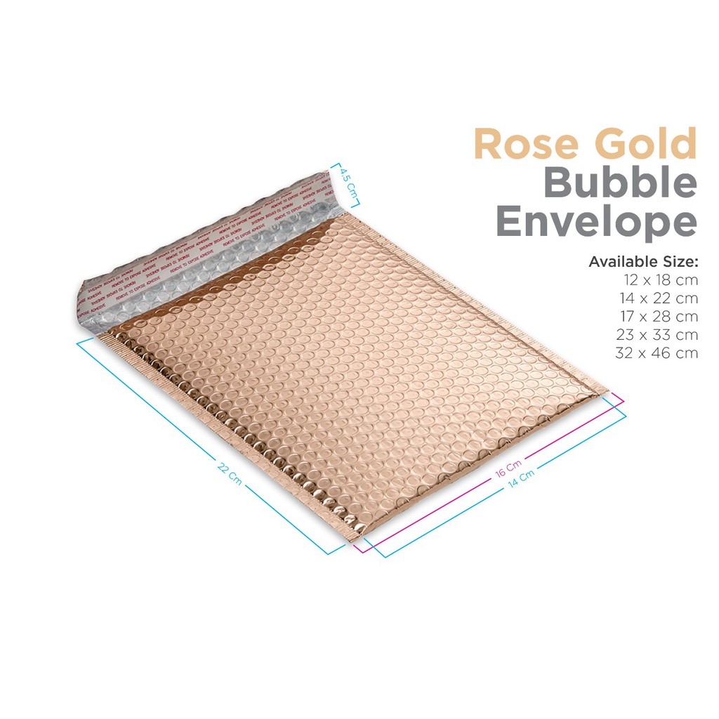 

Amplop Bubble 14 x 22 cm Rose Gold (isi 25 lbr)