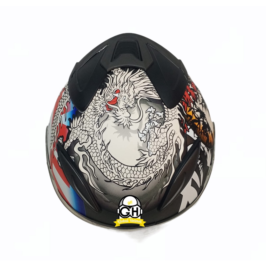 HELM NVR R-26 DRAGON KOI GUNMATE DOFF HALF FACE SINGLE VISOR HELM MURAH SNI HELM DEWASA DJMARU GALAXY R6 R1