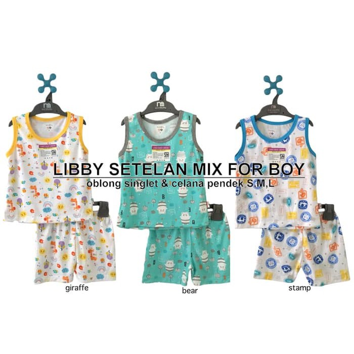 Libby Setelan Baju Oblong Singlet Celana Pendek Boy