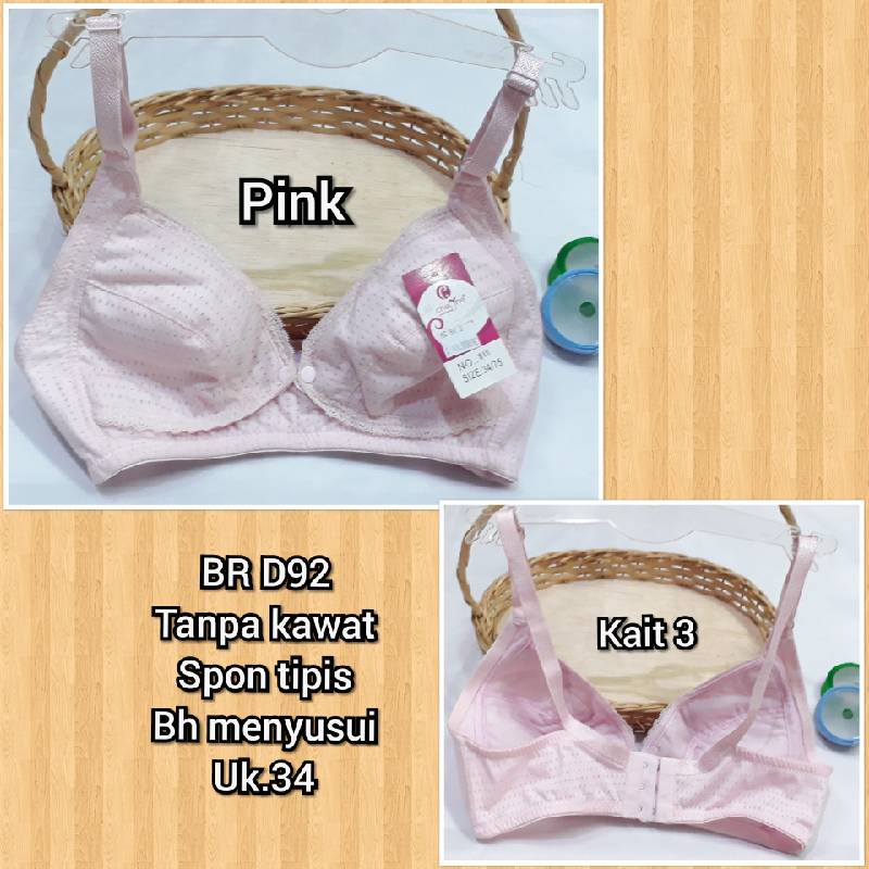 BH / BR D92 menyusui tanpa kawat pink Uk.34