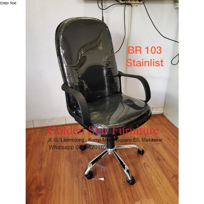 Kursi Kerja kantor Direksi Direktur / Manajer Kaki Besi Chrome Hitam