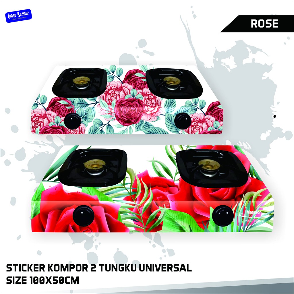 Stiker Kompor Gas 2 Tungku Sticker Kompor Motif Bunga Sticker Kompor