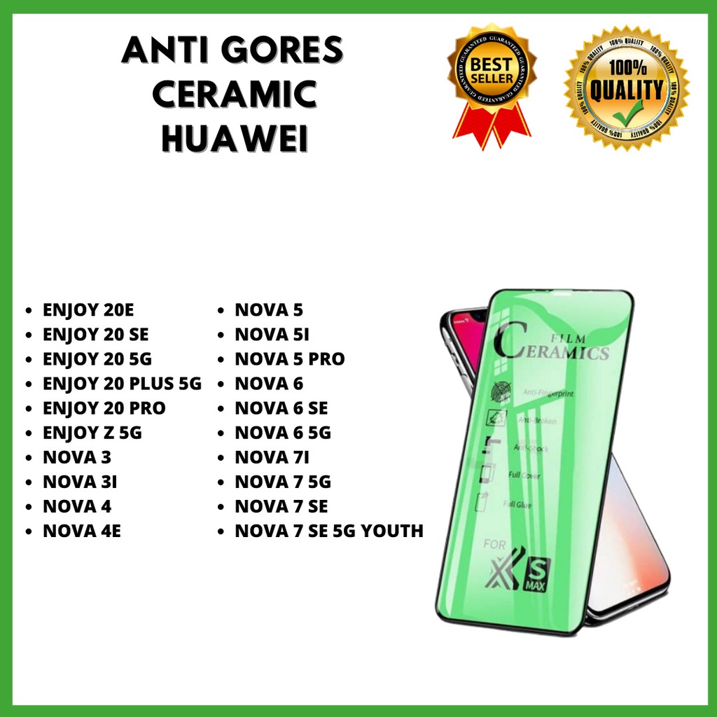 TG CERAMIC / ANTI PECAH - HUAWEI ENJOY 20E-ENJOY 20 SE-ENJOY 20 5G-ENJOY 20 PLUS 5G-ENJOY 20 PRO-ENJOY Z 5G-NOVA 3-NOVA 3I-NOVA 4-NOVA 4E-NOVA 5-NOVA 5I-NOVA 5 PRO-NOVA 6-NOVA 6 SE-NOVA 6 5G-NOVA 7I-NOVA 7 5G-NOVA 7 SE-NOVA 7 SE 5G YOUTH